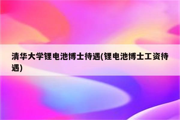 清华大学锂电池博士待遇(锂电池博士工资待遇)