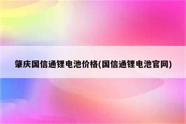 肇庆国信通锂电池价格(国信通锂电池官网)