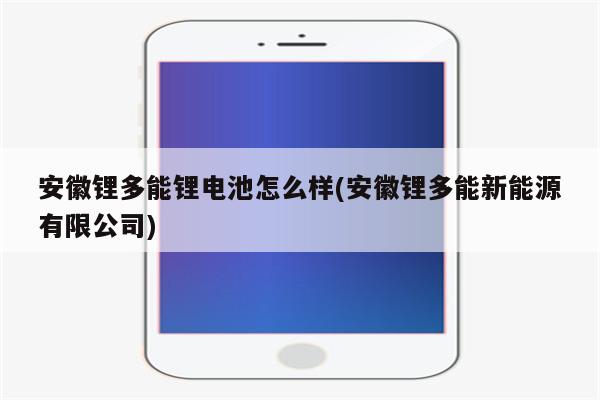 安徽锂多能锂电池怎么样(安徽锂多能新能源有限公司)