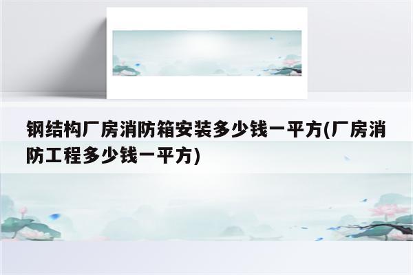 钢结构厂房消防箱安装多少钱一平方(厂房消防工程多少钱一平方)