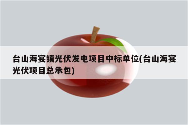 台山海宴镇光伏发电项目中标单位(台山海宴光伏项目总承包)