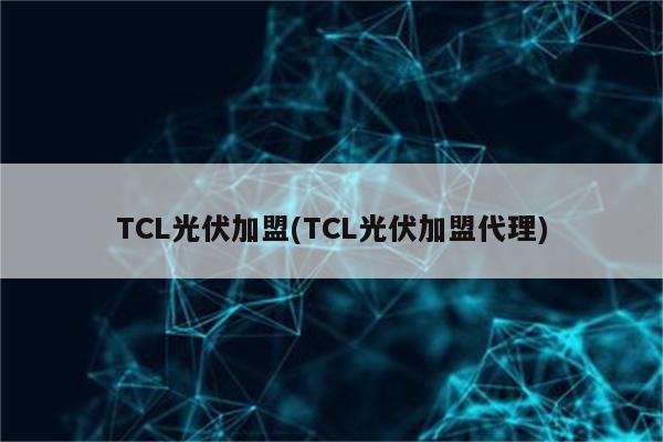 TCL光伏加盟(TCL光伏加盟代理)