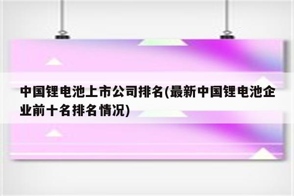 中国锂电池上市公司排名(最新中国锂电池企业前十名排名情况)