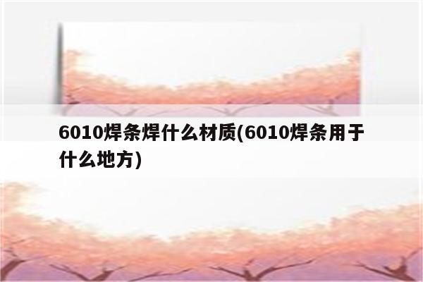 6010焊条焊什么材质(6010焊条用于什么地方)