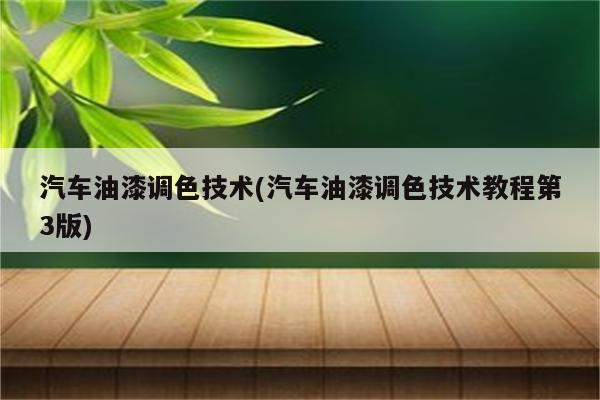 汽车油漆调色技术(汽车油漆调色技术教程第3版)