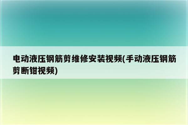 电动液压钢筋剪维修安装视频(手动液压钢筋剪断钳视频)