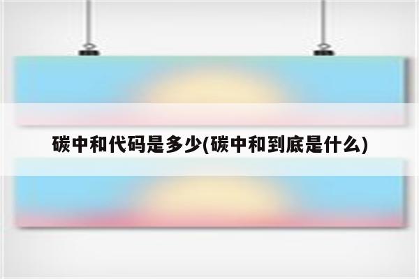 碳中和代码是多少(碳中和到底是什么)