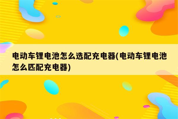 电动车锂电池怎么选配充电器(电动车锂电池怎么匹配充电器)