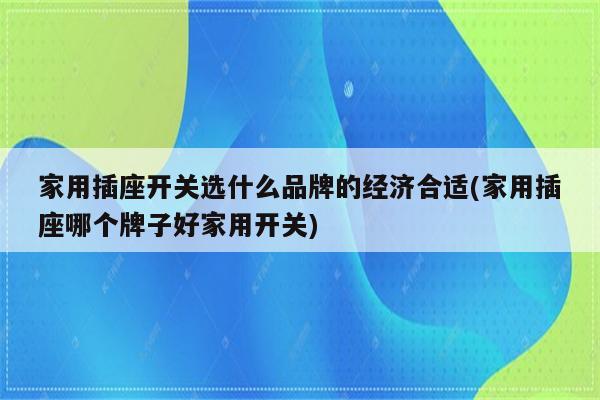 家用插座开关选什么品牌的经济合适(家用插座哪个牌子好家用开关)