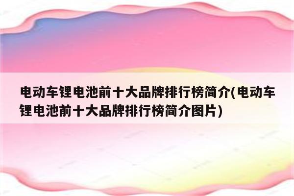 电动车锂电池前十大品牌排行榜简介(电动车锂电池前十大品牌排行榜简介图片)