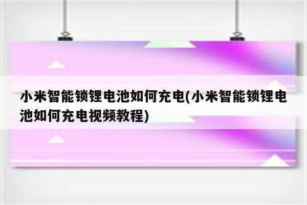 小米智能锁锂电池如何充电(小米智能锁锂电池如何充电视频教程)