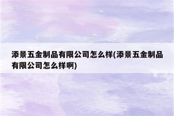 添景五金制品有限公司怎么样(添景五金制品有限公司怎么样啊)