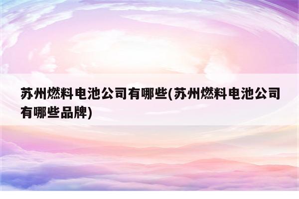 苏州燃料电池公司有哪些(苏州燃料电池公司有哪些品牌)