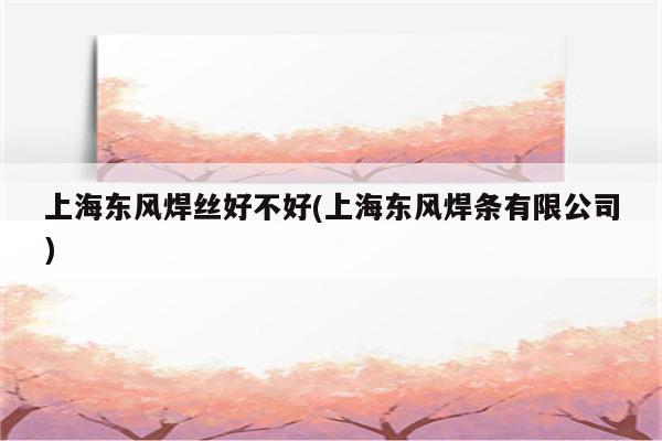 上海东风焊丝好不好(上海东风焊条有限公司)