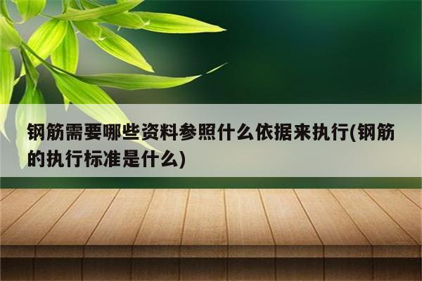 钢筋需要哪些资料参照什么依据来执行(钢筋的执行标准是什么)