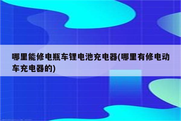 哪里能修电瓶车锂电池充电器(哪里有修电动车充电器的)