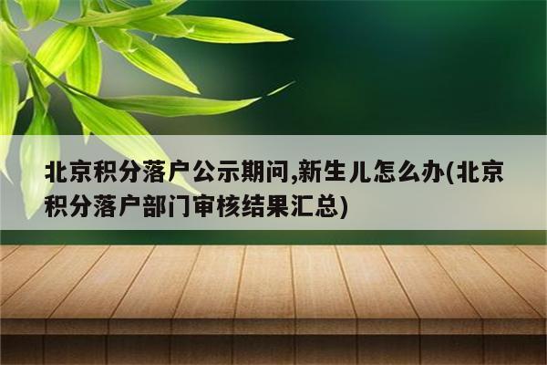 北京积分落户公示期问,新生儿怎么办(北京积分落户部门审核结果汇总)