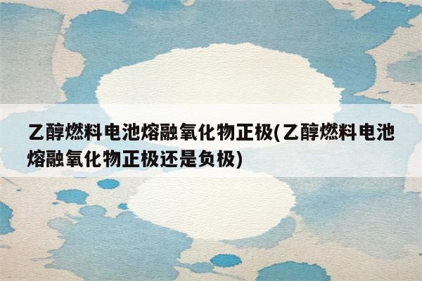 乙醇燃料电池熔融氧化物正极(乙醇燃料电池熔融氧化物正极还是负极)