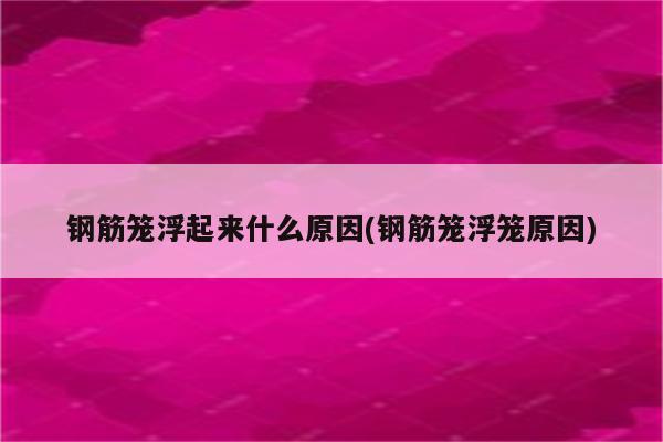 钢筋笼浮起来什么原因(钢筋笼浮笼原因)