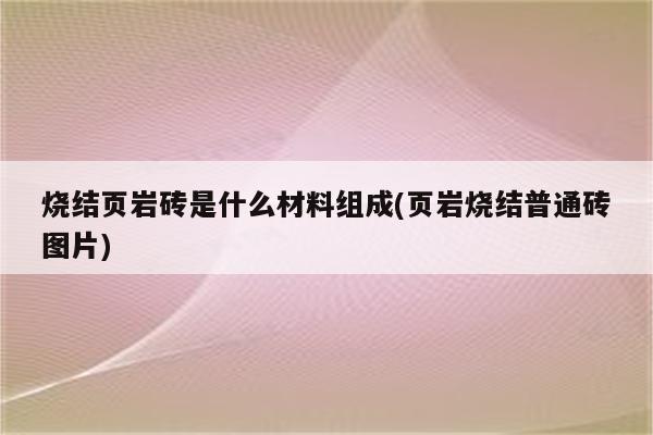 烧结页岩砖是什么材料组成(页岩烧结普通砖图片)