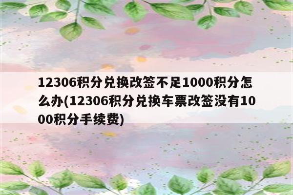 12306积分兑换改签不足1000积分怎么办(12306积分兑换车票改签没有1000积分手续费)