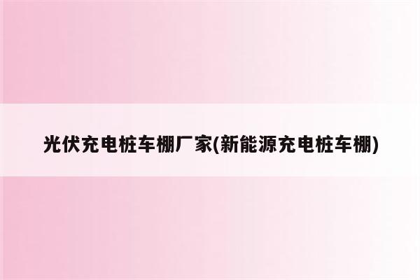 光伏充电桩车棚厂家(新能源充电桩车棚)