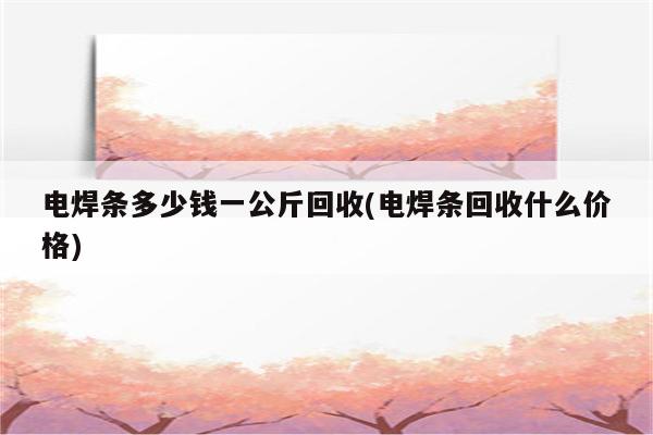 电焊条多少钱一公斤回收(电焊条回收什么价格)