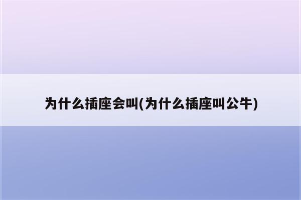 为什么插座会叫(为什么插座叫公牛)