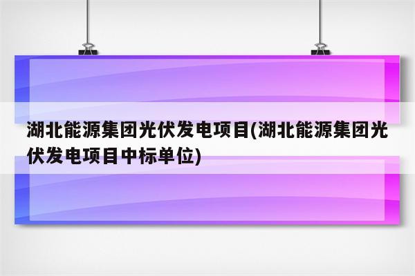 湖北能源集团光伏发电项目(湖北能源集团光伏发电项目中标单位)