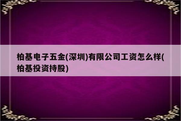 柏基电子五金(深圳)有限公司工资怎么样(柏基投资持股)