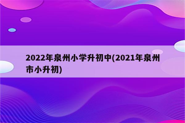 2022年泉州小学升初中(2021年泉州市小升初)