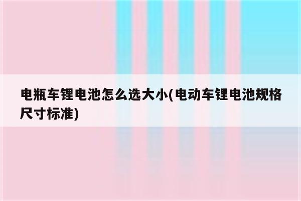 电瓶车锂电池怎么选大小(电动车锂电池规格尺寸标准)