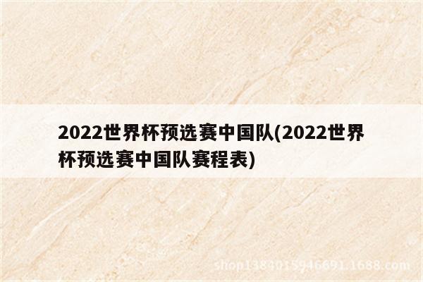 2022世界杯预选赛中国队(2022世界杯预选赛中国队赛程表)