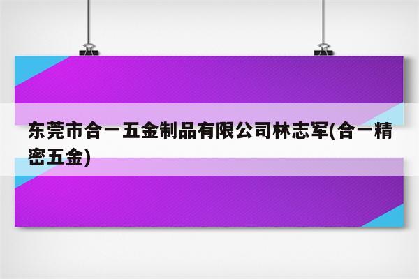 东莞市合一五金制品有限公司林志军(合一精密五金)