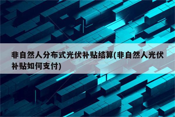 非自然人分布式光伏补贴结算(非自然人光伏补贴如何支付)