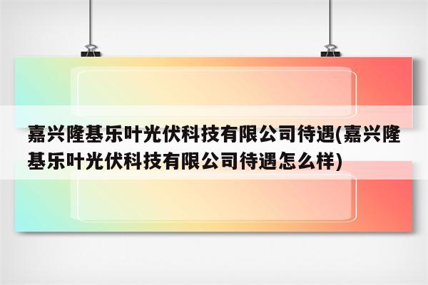 嘉兴隆基乐叶光伏科技有限公司待遇(嘉兴隆基乐叶光伏科技有限公司待遇怎么样)