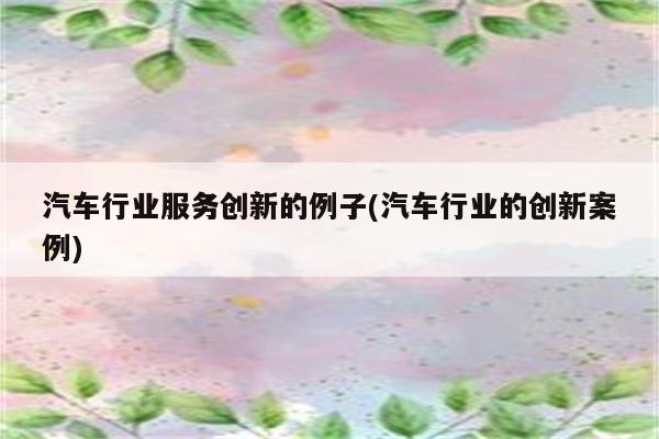 汽车行业服务创新的例子(汽车行业的创新案例)