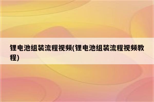 锂电池组装流程视频(锂电池组装流程视频教程)