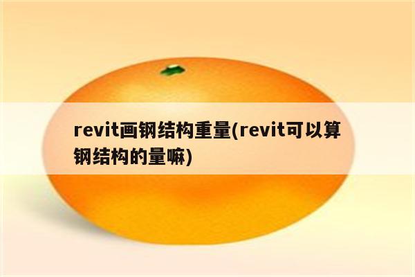 revit画钢结构重量(revit可以算钢结构的量嘛)