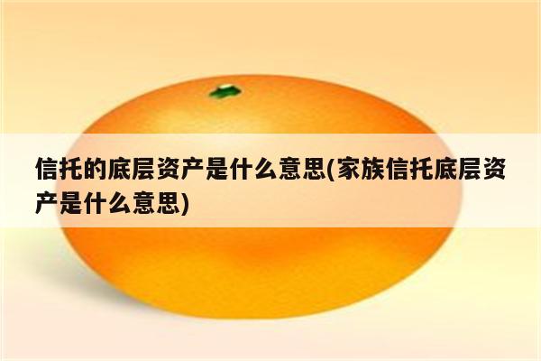 信托的底层资产是什么意思(家族信托底层资产是什么意思)