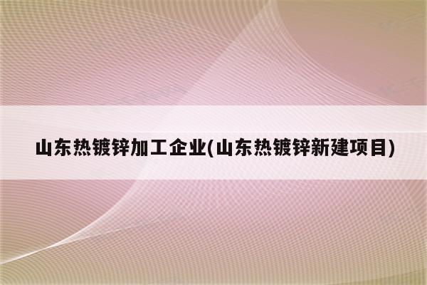 山东热镀锌加工企业(山东热镀锌新建项目)