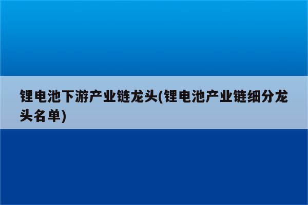 锂电池下游产业链龙头(锂电池产业链细分龙头名单)