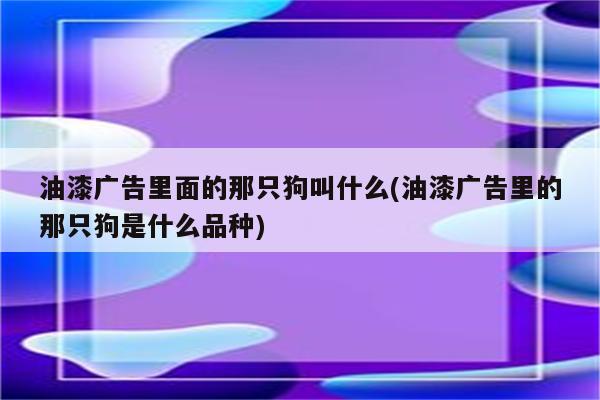 油漆广告里面的那只狗叫什么(油漆广告里的那只狗是什么品种)