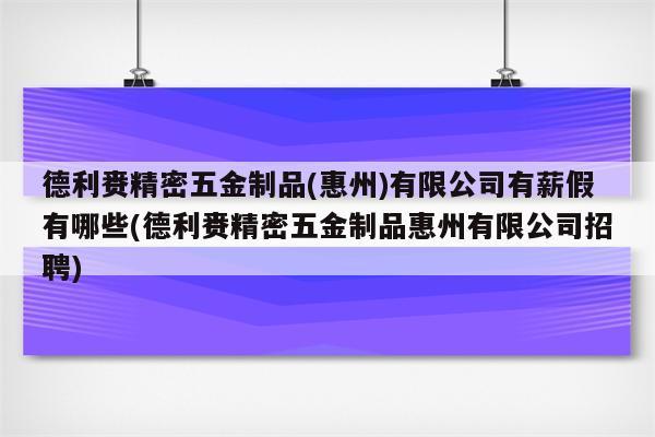 德利赉精密五金制品(惠州)有限公司有薪假有哪些(德利赉精密五金制品惠州有限公司招聘)