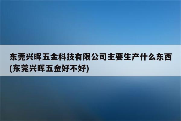 东莞兴晖五金科技有限公司主要生产什么东西(东莞兴晖五金好不好)