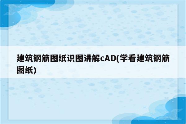 建筑钢筋图纸识图讲解cAD(学看建筑钢筋图纸)