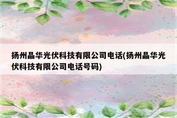 扬州晶华光伏科技有限公司电话(扬州晶华光伏科技有限公司电话号码)