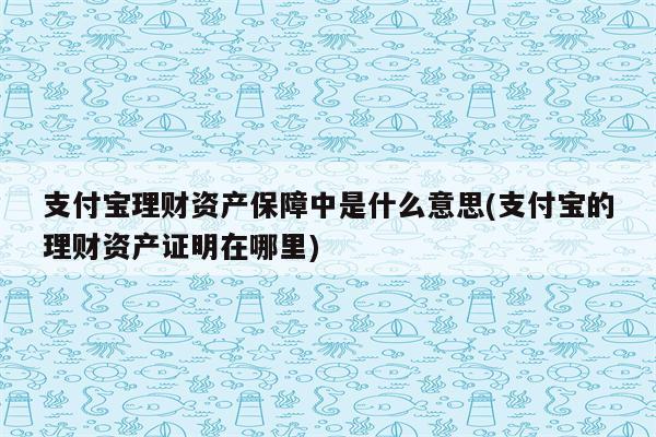 支付宝理财资产保障中是什么意思(支付宝的理财资产证明在哪里)