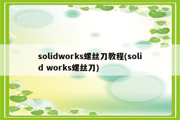 solidworks螺丝刀教程(solid works螺丝刀)